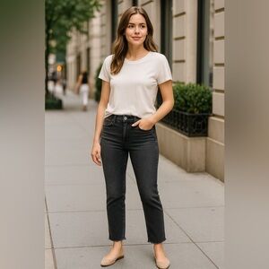 3x1 NYC High Rise Straight Leg Ankle Jeans Frayed Hem Premium Denim - Size 27